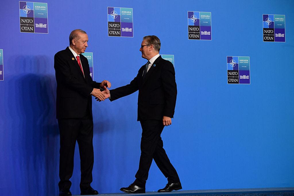 UK Prime Minister Keir Starmer is welcomed by Turkish President Recep Tayyip Erdoğan and NATO Secretary General Mark Rutte at the 2026 NATO Summit in Ankara.